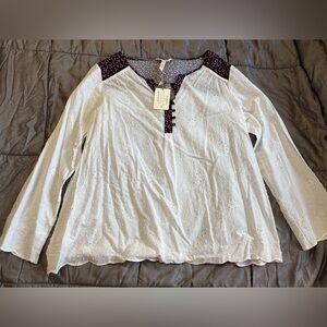 Matilda Jane White Eyelet Blouse with Purple Accents